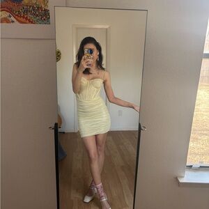 Lemon mesh corset mini dress